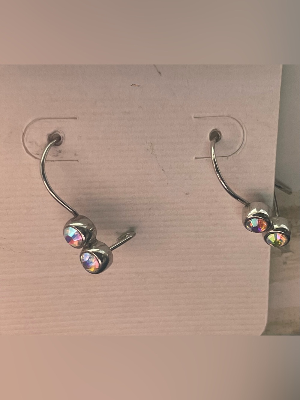 ViVI Silver Hoop Earrings with Iridescent Crystal Accents